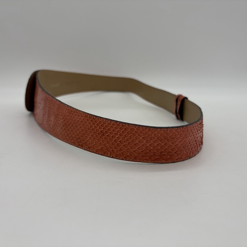 Vintage Laura Lei Womens Belt Genuine Snakeskin Orange Gold Adjustable Argentina - Picture 2 of 13